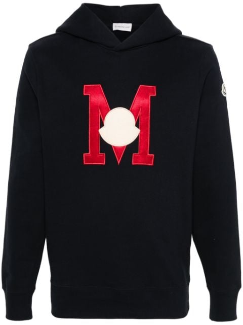 Moncler embroidered-logo cotton hoodie