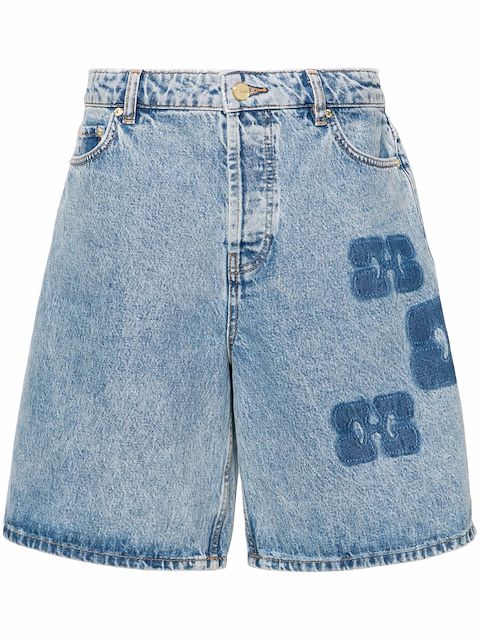 GANNI logo-motif denim shorts