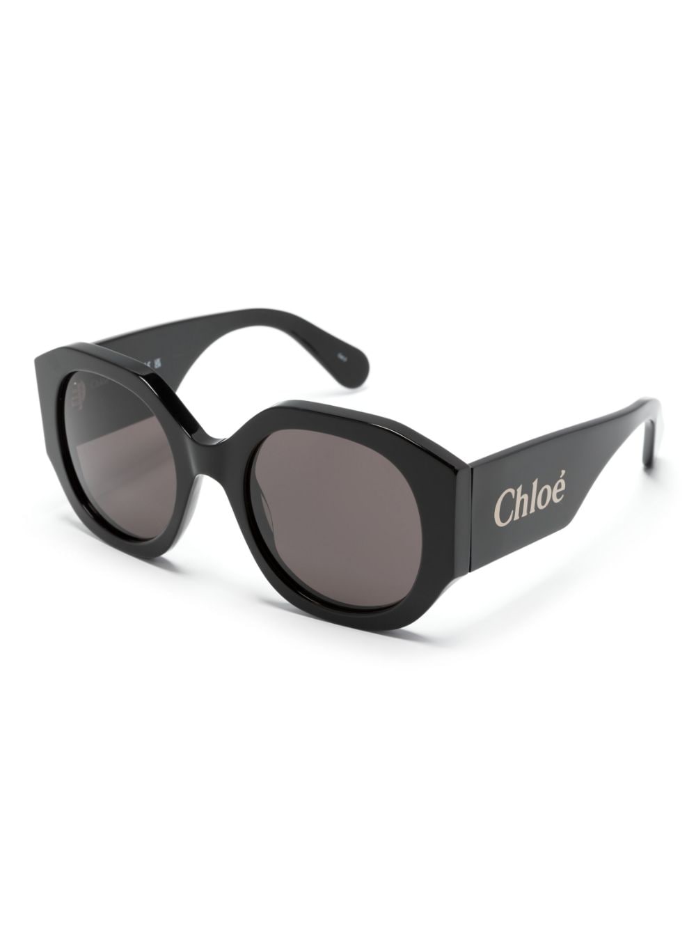 Chloé Eyewear Zonnebril met oversized rond montuur Zwart