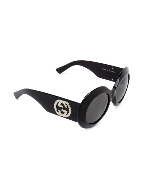 Gucci Eyewear Interlocking G oval-frame Sunglasses | Black