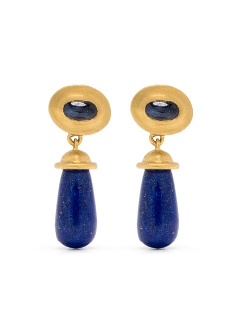 Prounis 22kt gold Alabastra sapphire and lapis lazuli earrings