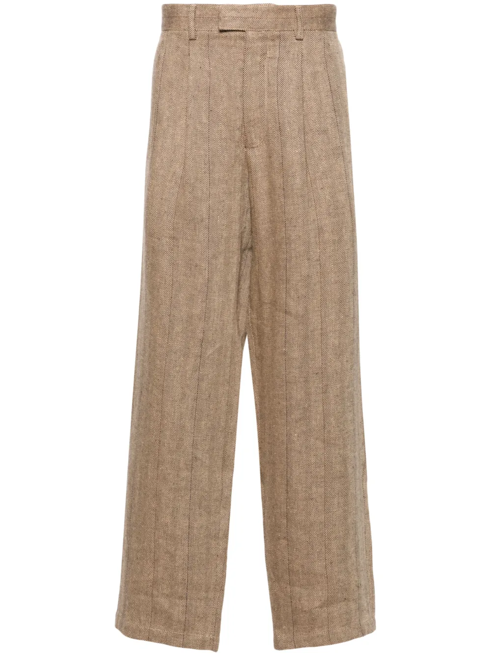 Shop Noah Ny Herringbone Tailored Trousers In 褐色