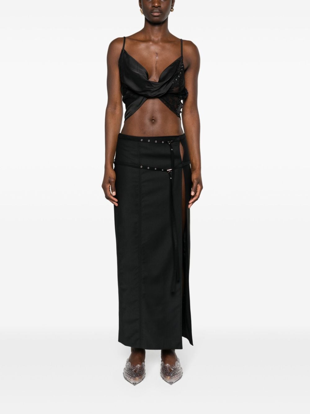 Shop Y/project Sheer-lace Draped Top In Black
