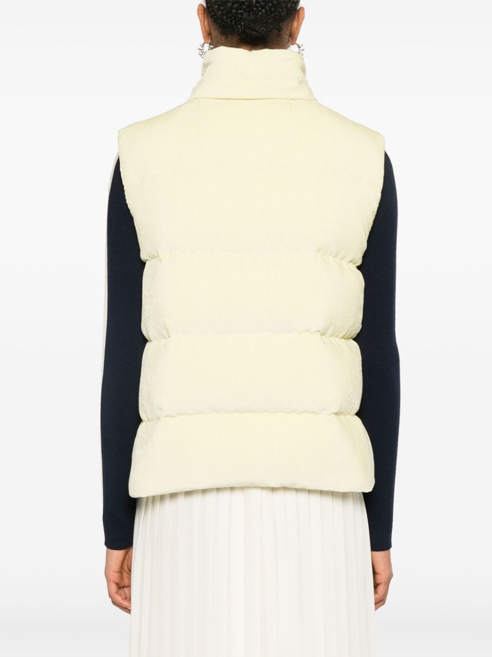 Shop Moncler Agelao Corduroy Padded Gilet In Yellow