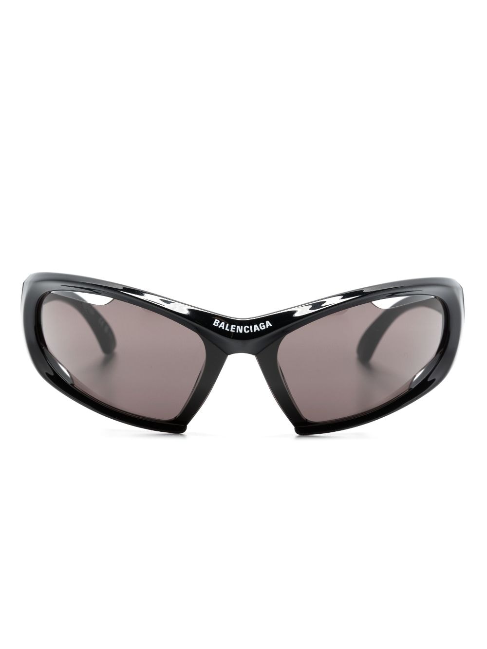 Balenciaga Uni Dynamo Wrap Oval-frame Sunglasses In 黑色