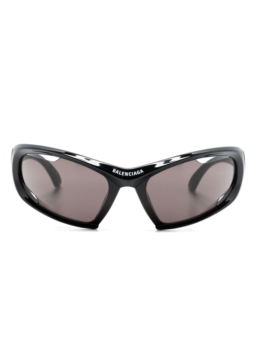 Balenciaga Uni Dynamo Wrap Oval-frame Sunglasses In Black