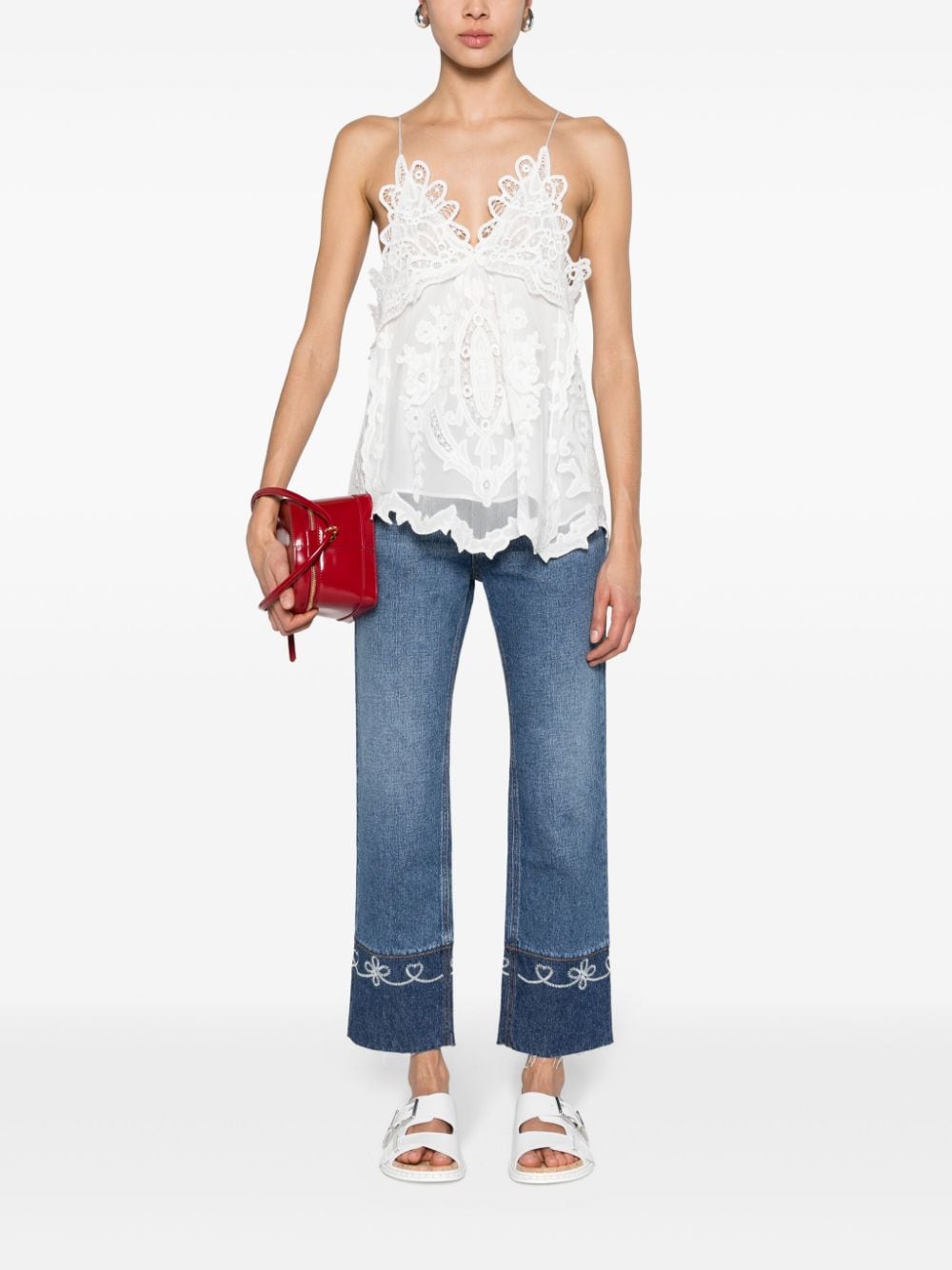Shop Isabel Marant Victoria Guipure-lace Tank Top In White