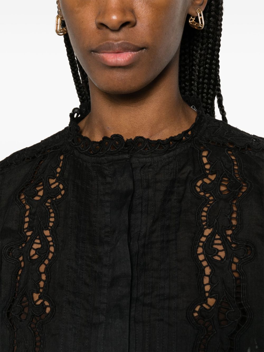 ISABEL MARANT Kubra broderie anglaise blouse Zwart