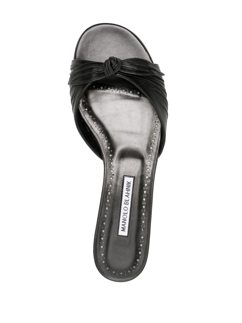 Shop Manolo Blahnik Lollo Leather Slides In Black