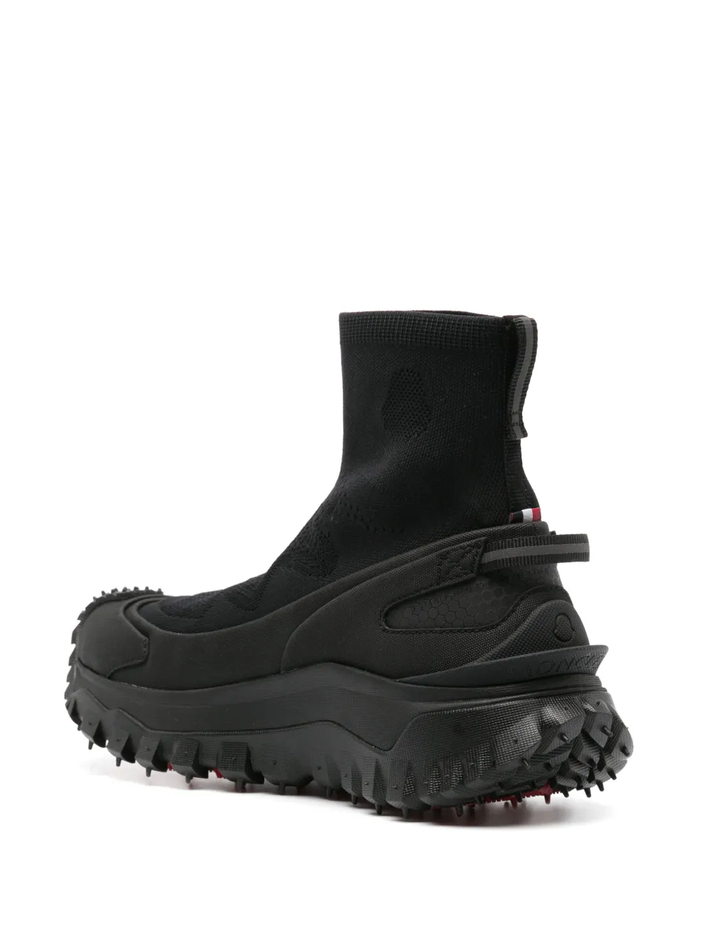 Shop Moncler Trailgrip Knit High-top Sneakers In Black