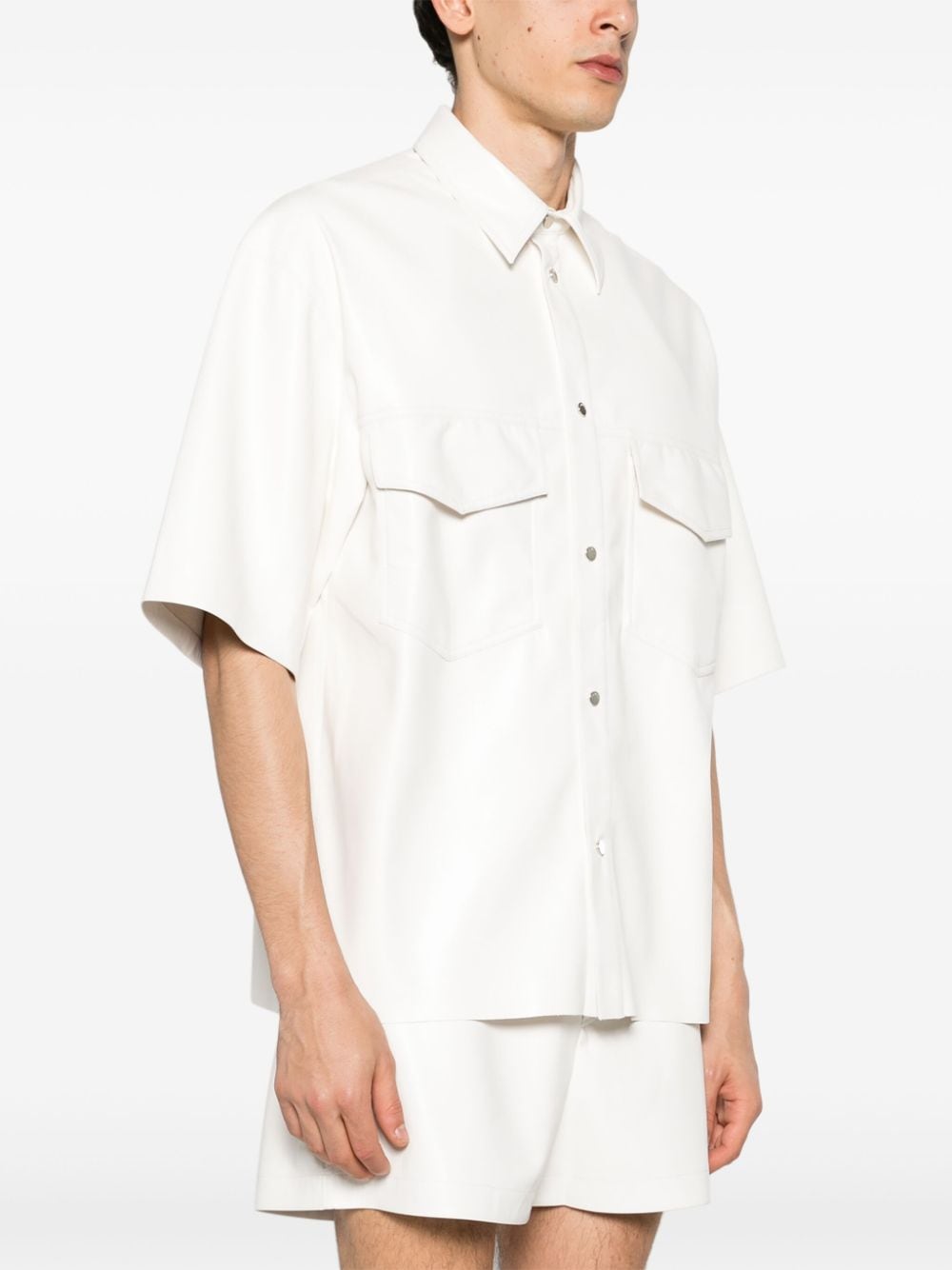 Shop Nanushka Okobor Faux-leather Shirt In White