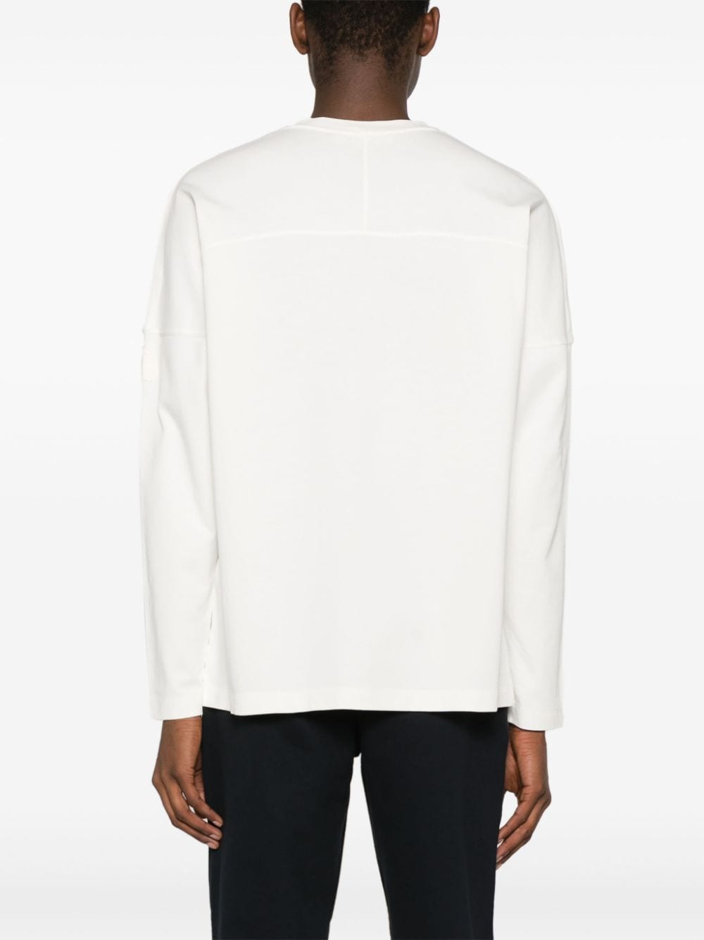 Shop Moncler Logo-print Long-sleeve Cotton T-shirt In Neutrals