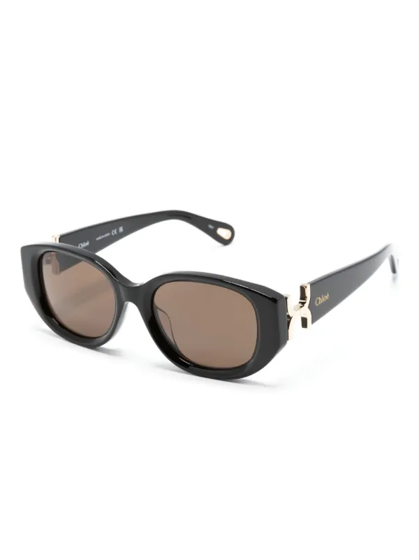 Chloé Eyewear logo-engraved round-frame Sunglasses Black