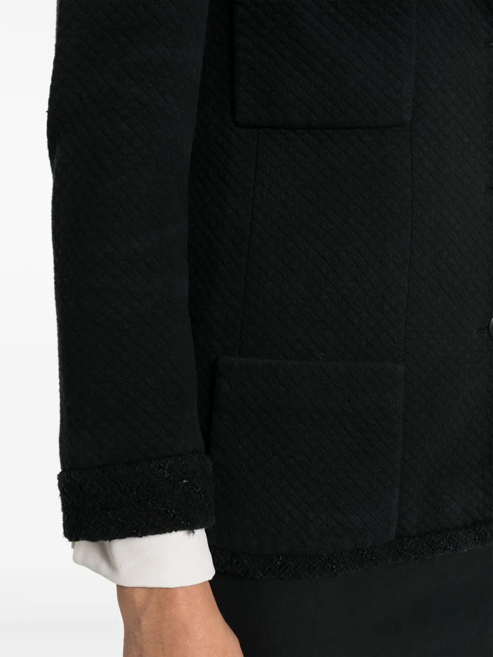 Pre-owned Chanel 1990s Diamond-quilted Cotton Blazer In 黑色