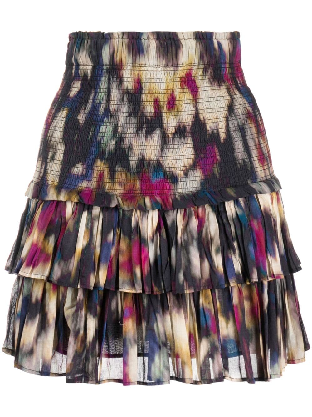 Shop Marant Etoile Naomi Smocked Ikat-print Miniskirt In Purple