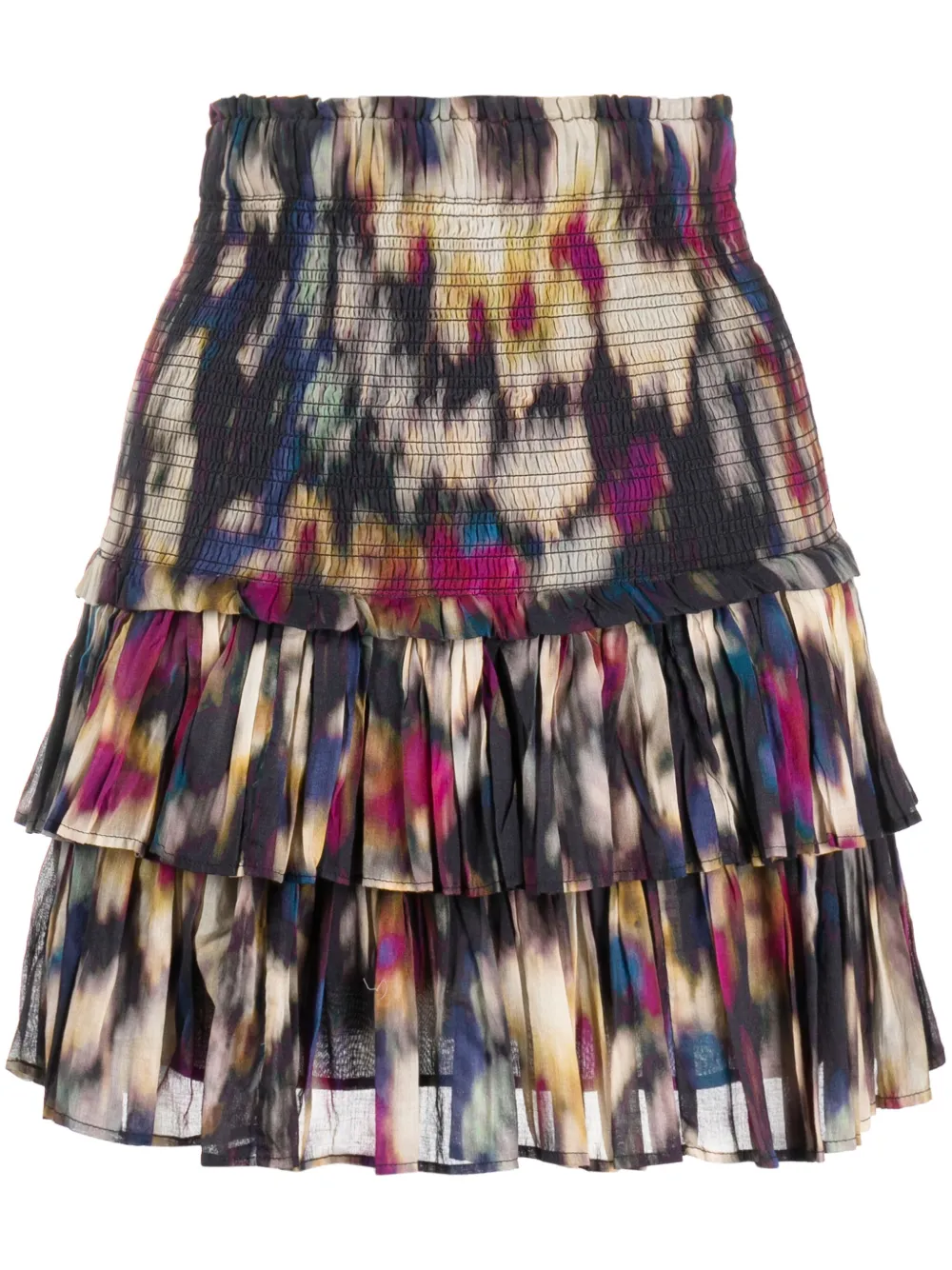 Shop Marant Etoile Naomi Smocked Ikat-print Miniskirt In Purple