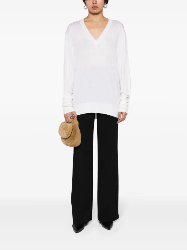 Fabiana Filippi ファインニット Vネックセーター | ホワイト