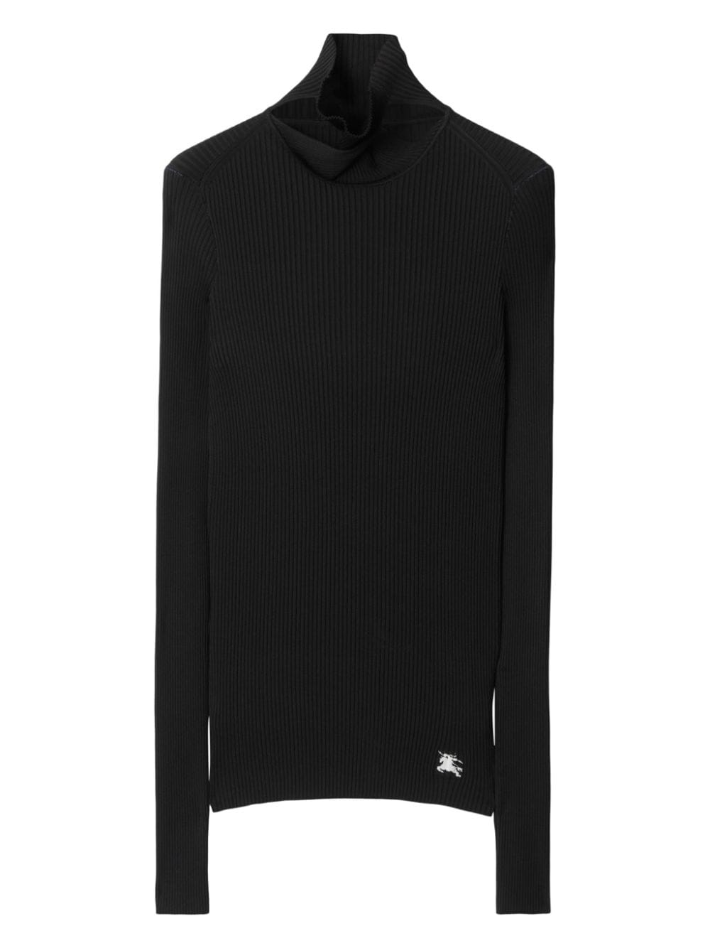 Shop Burberry Scarf-detail Ribbed Jumper In Black
