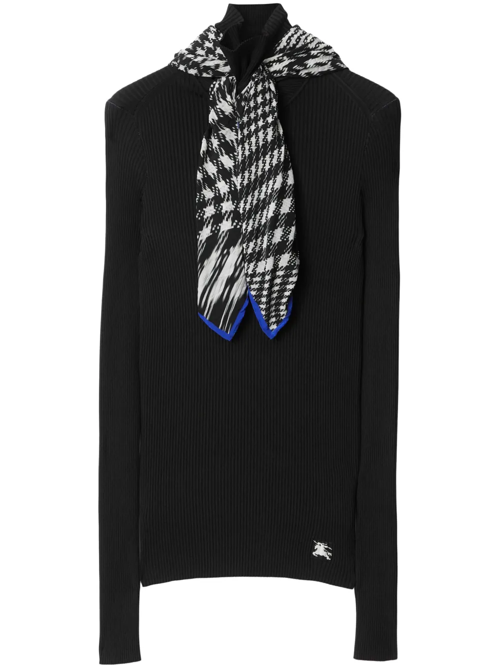 Burberry scarf-detail ribbed jumper - Nero