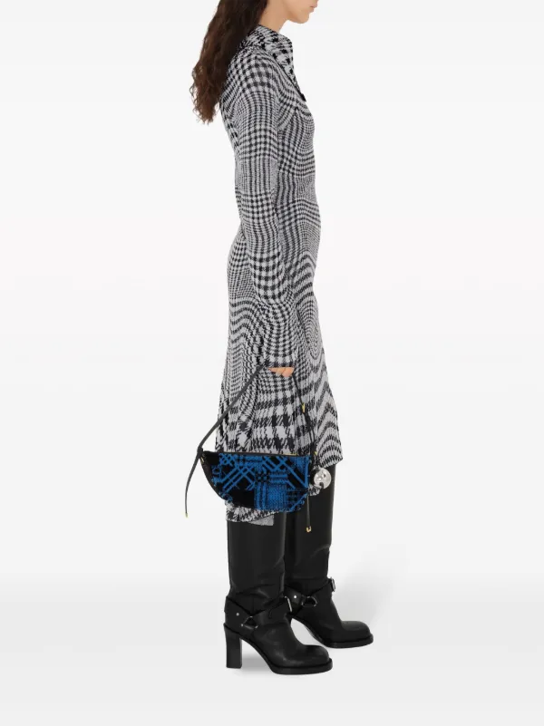Burberry Warped houndstooth-pattern Midi Dress | Black | FARFETCH
