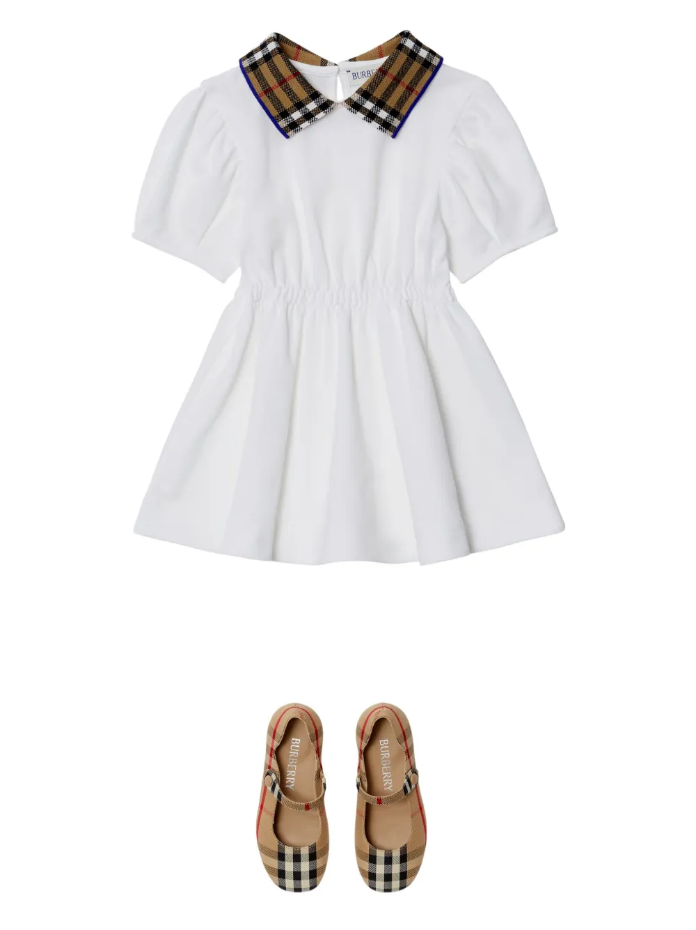 Shop Burberry Check-collar Polo Shirt Dress In White