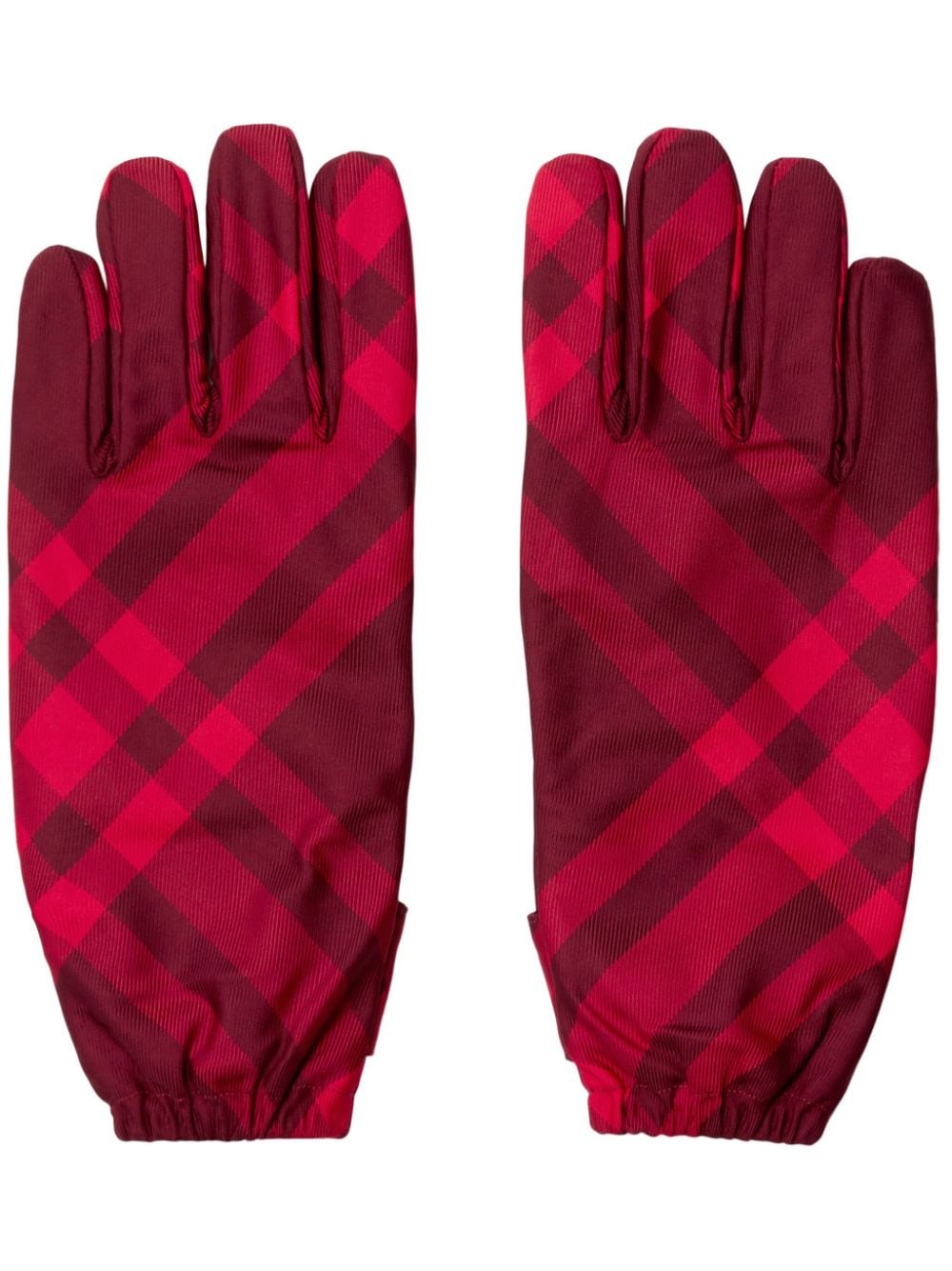 check-pattern twill gloves