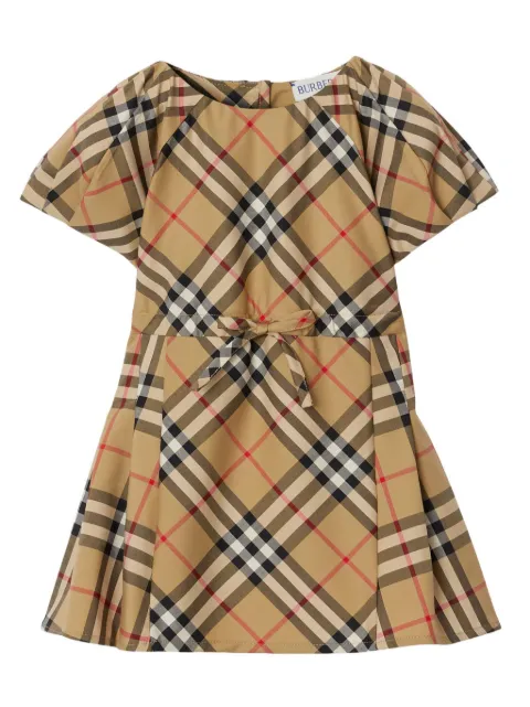 Burberry Kids rutig klänning med grafiskt tryck