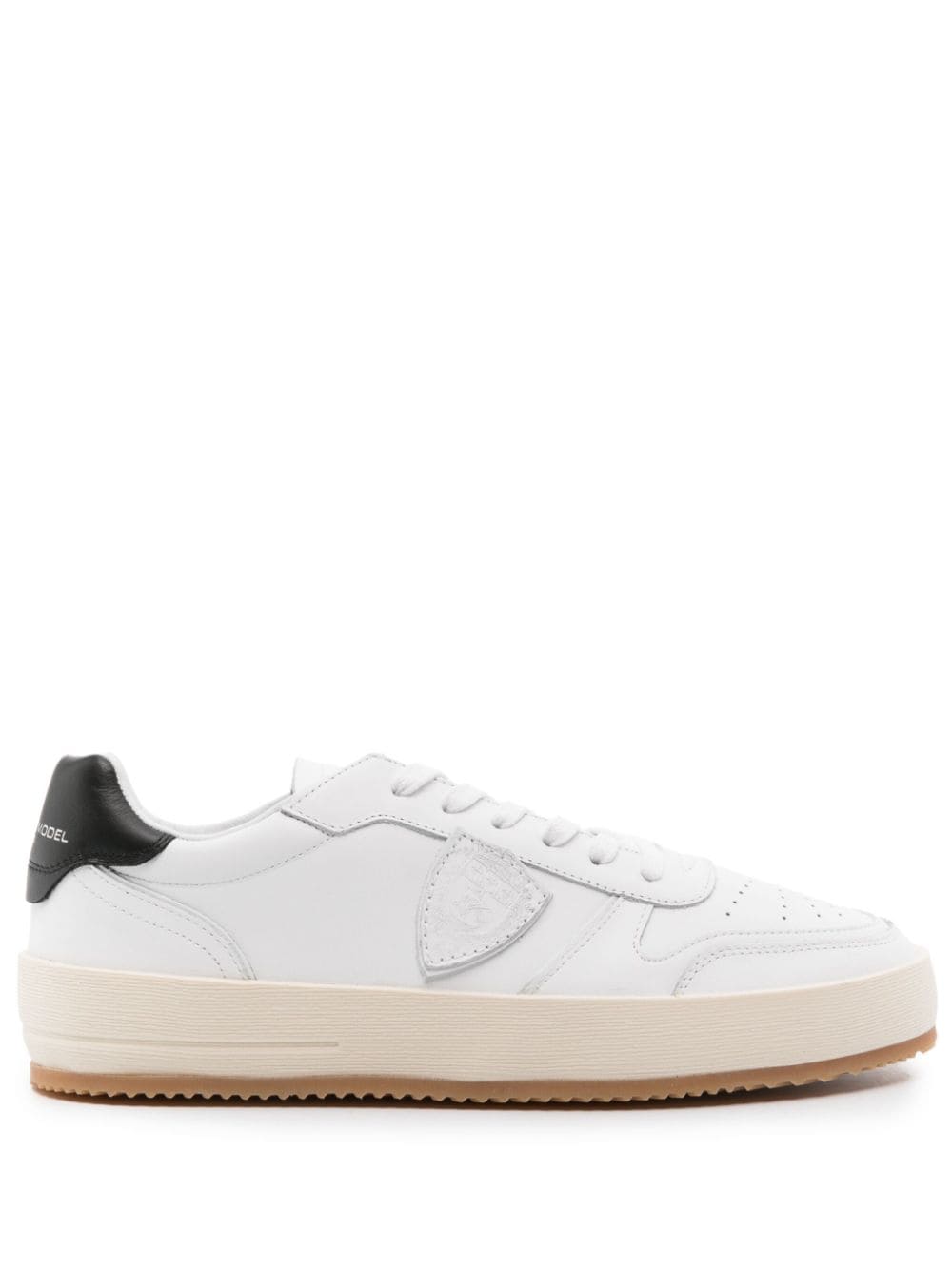 Shop Philippe Model Paris Nice Logo-patch Leather Sneakers In White