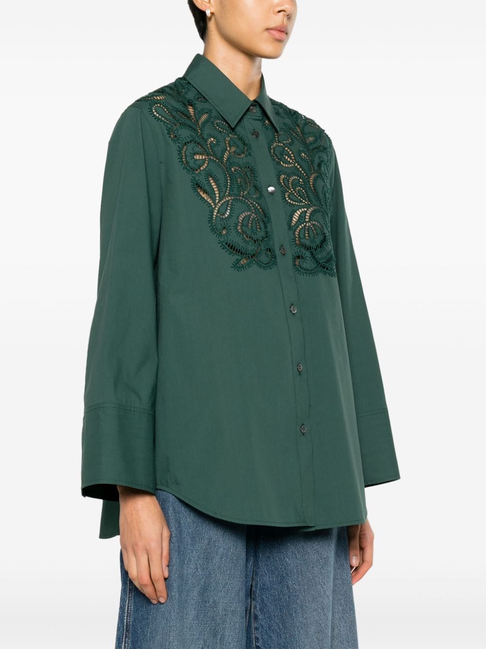 P.A.R.O.S.H. Katoenen blouse met kant Groen