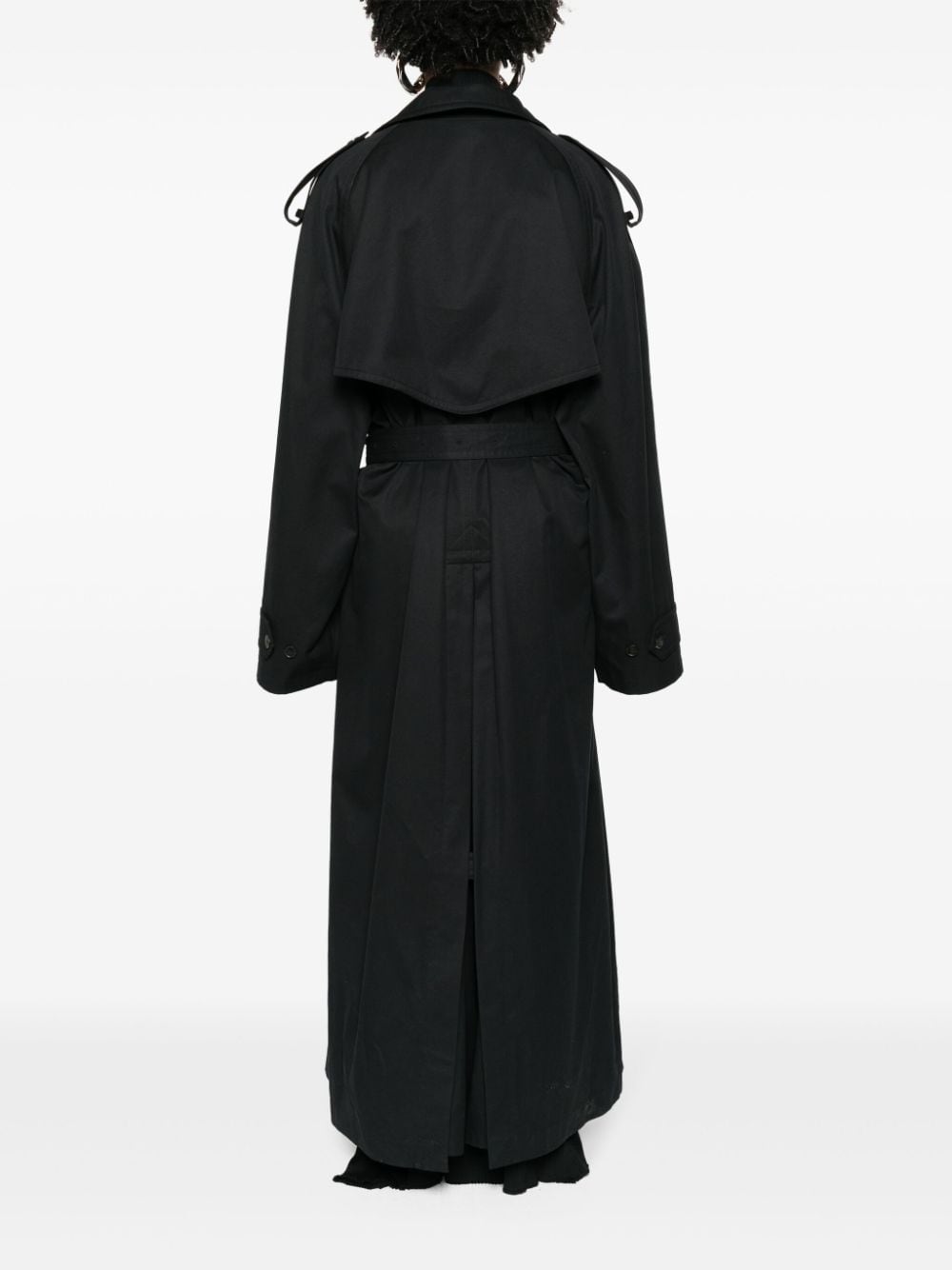 Shop Balenciaga Long-length Cotton Trench Coat In Black
