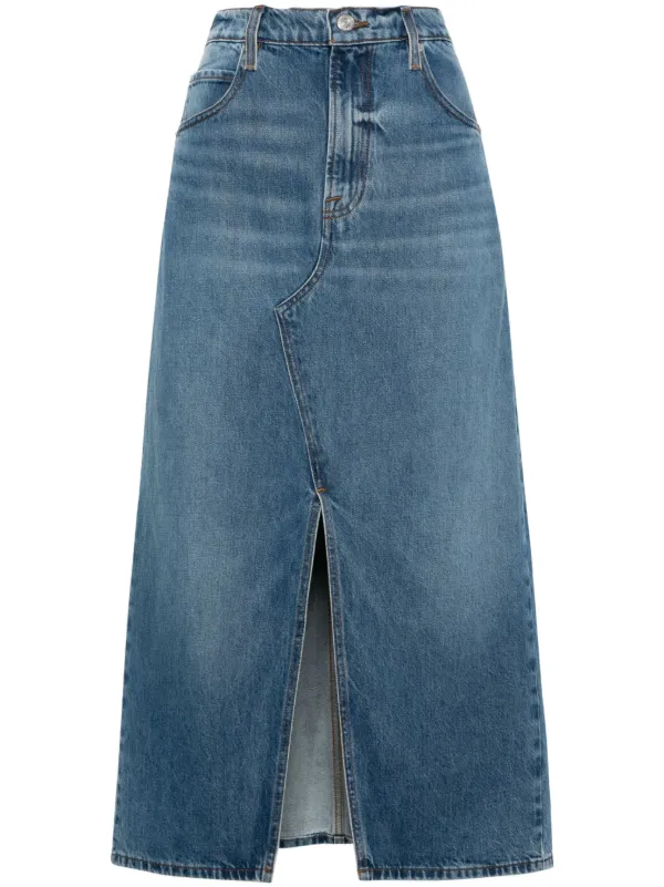 FRAME Midaxi Midi Denim Skirt Blue FARFETCH JO