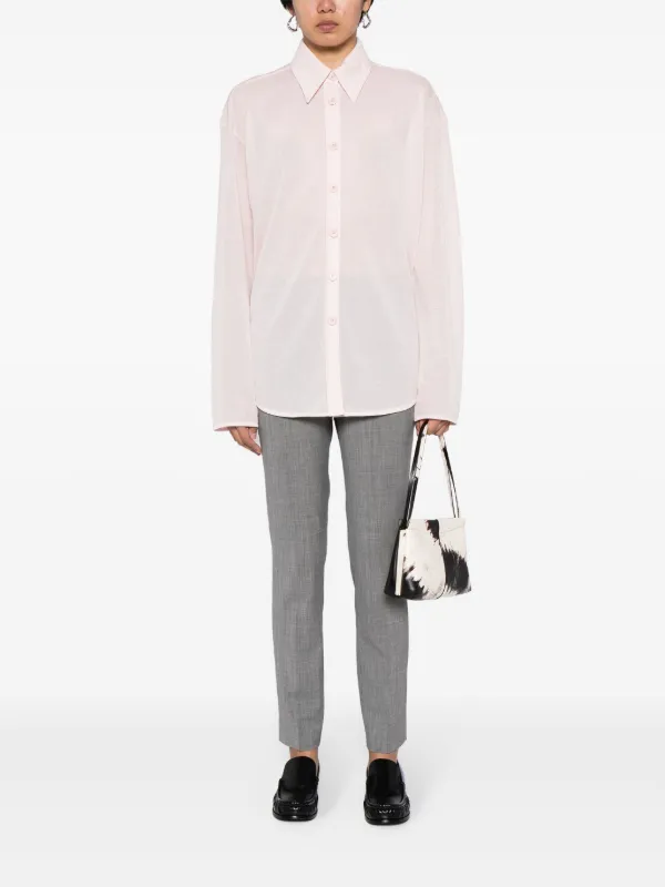 【★完売必至★】fabiana filippi ☆ タフタシャツジャケット Fabiana Filippi ファインニット セミシアーシャツ | ピンク