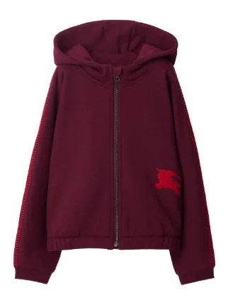Burberry Kids EKD logo zip up Cotton Hoodie Red FARFETCH AZ