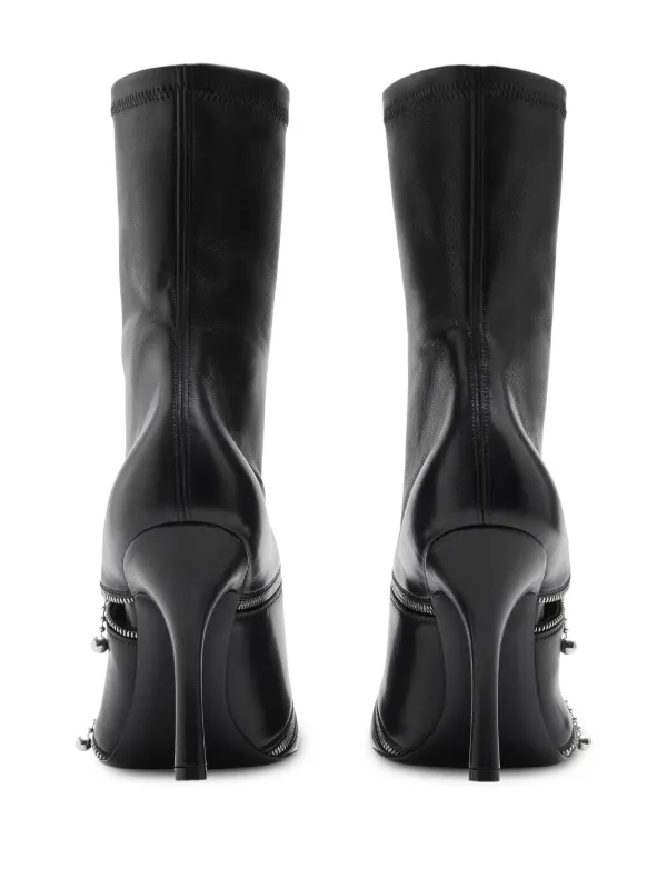 Burberry Peep Leather Ankle Boots | Black | FARFETCH