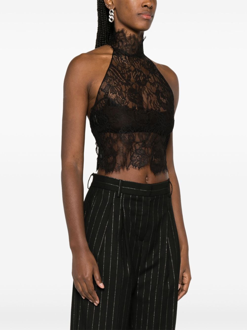 High Neck Lace Crop Top, Lace Halter Neck Top, Black Lace Crop Top, Halterneck  Top. -  Canada