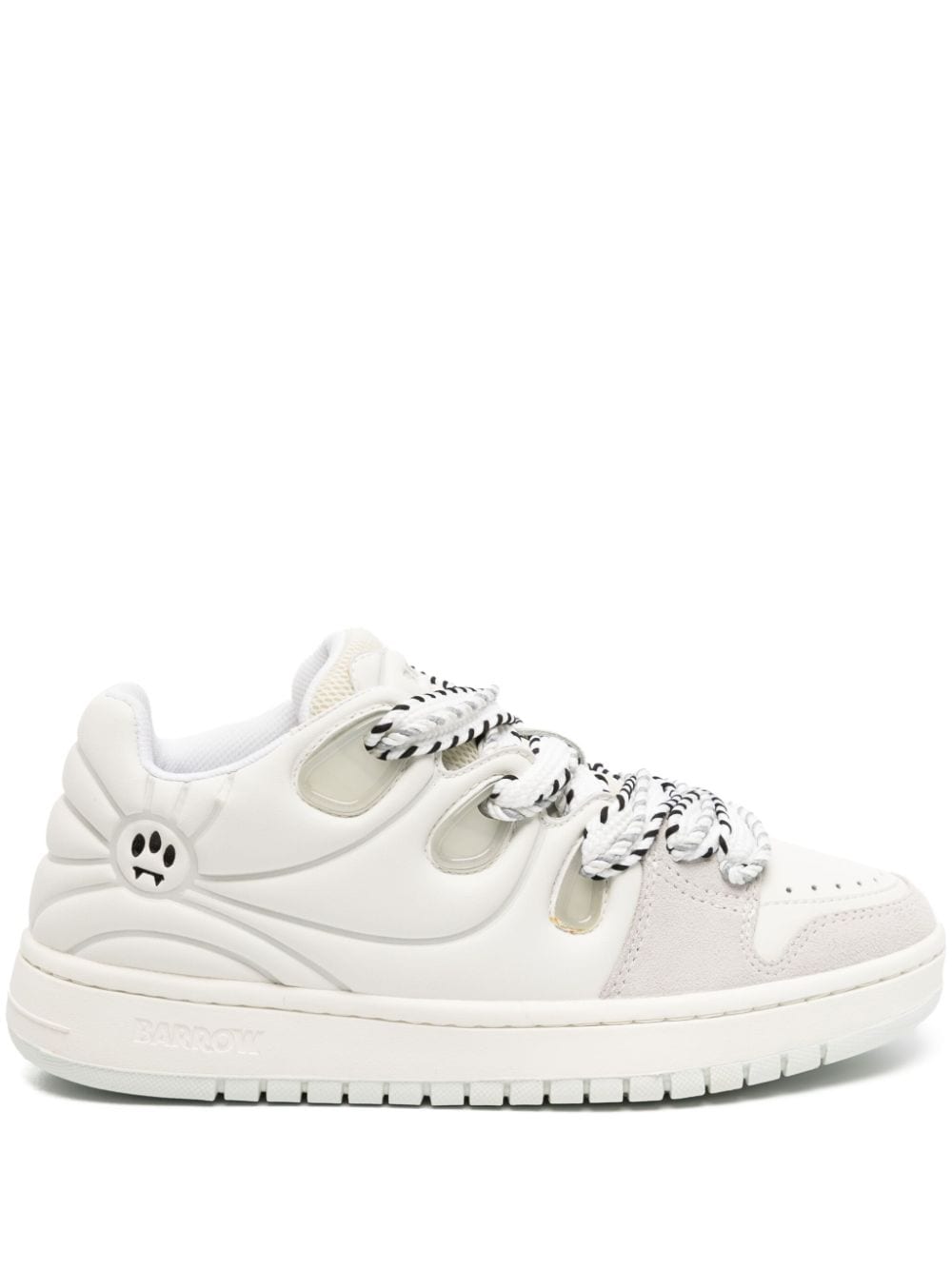 Barrow Ollie Panelled Leather Sneakers In White