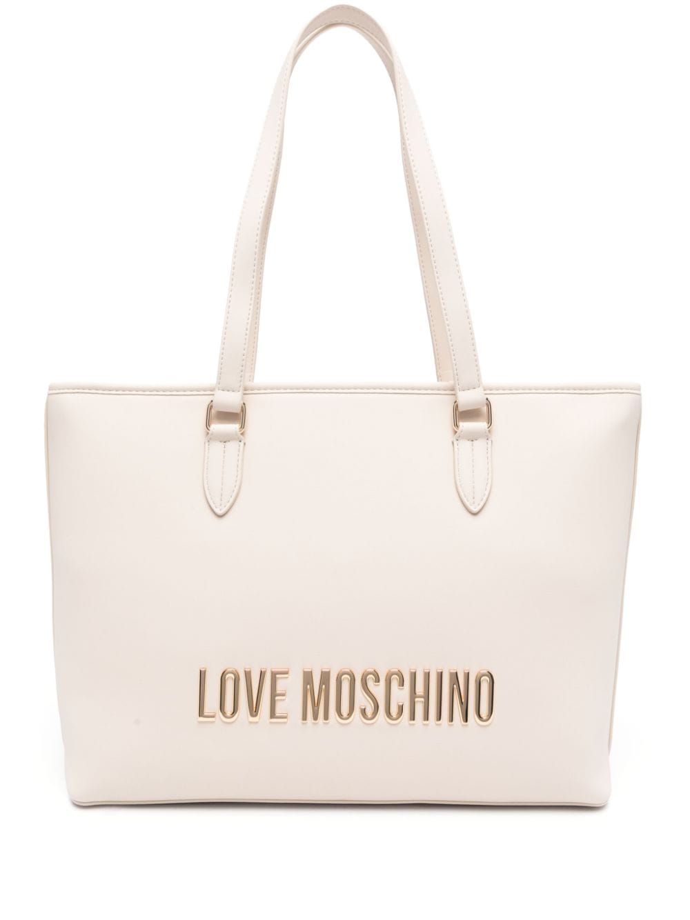 Shop Love Moschino Logo-plaque Tote Bag In Neutrals