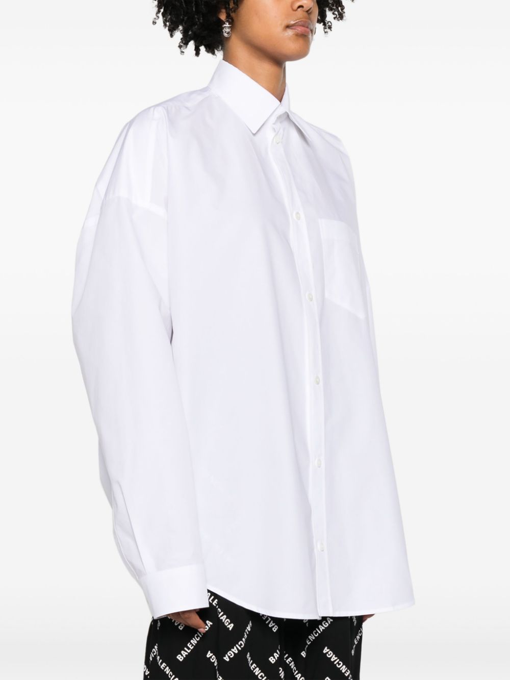 Shop Balenciaga Drop-shoulder Cotton Shirt In White