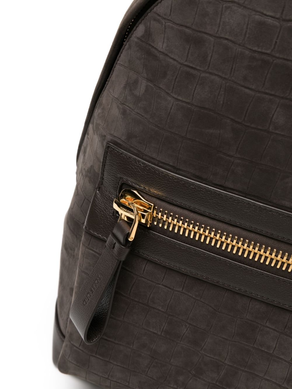 crocodile-embossed leather backpack