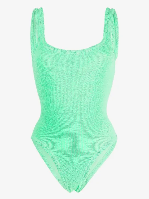 Hunza G square-neck crinkled-finish swimsuit