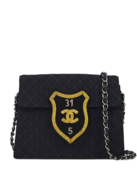 HOT SALE CHANEL 2005 Emblem quilted shoulder bag Women