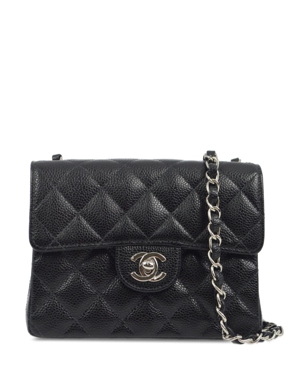 Pre-owned Chanel 2003 Mini Square Classic Flap Shoulder Bag In Black