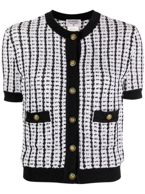 HOT SALE CHANEL 1997 tweed short-sleeve cardigan Women