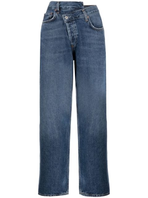 AGOLDE جينز قصير بخصر غير متساوي