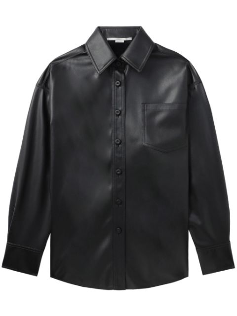 Stella McCartney chest-pocket faux-leather shirt Women