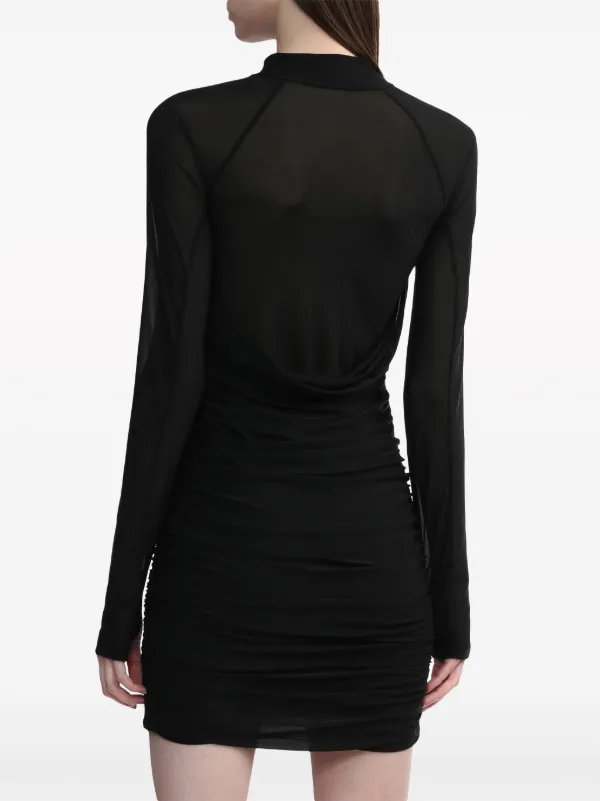 Helmut Lang Ruched Long-Sleeve Minidress