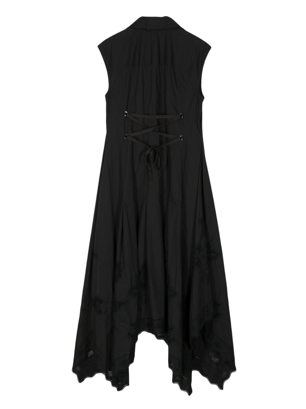 Shop Lee Mathews Victoria Embroidered Cotton Dress In Black