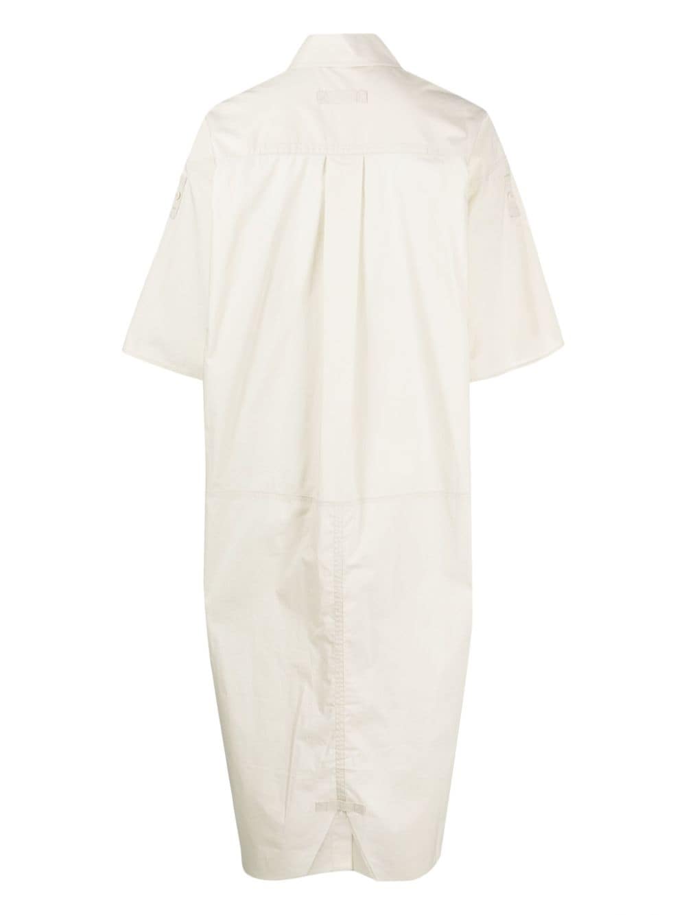 Shop Lee Mathews High-low Cotton Shirt Dress In Neutrals