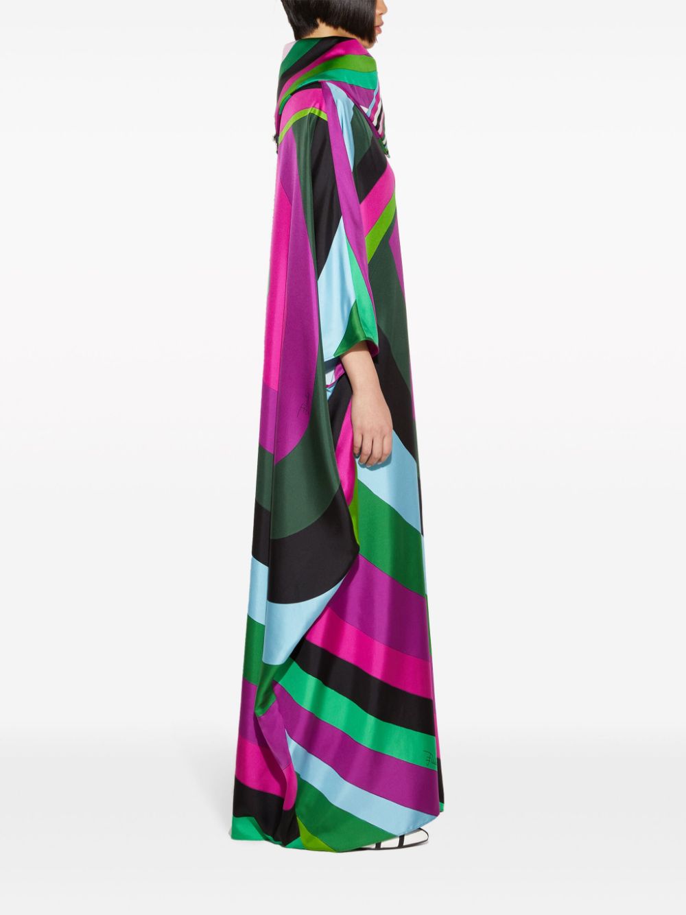 Shop Pucci Iride-print Silk Kaftan Dress In Pink
