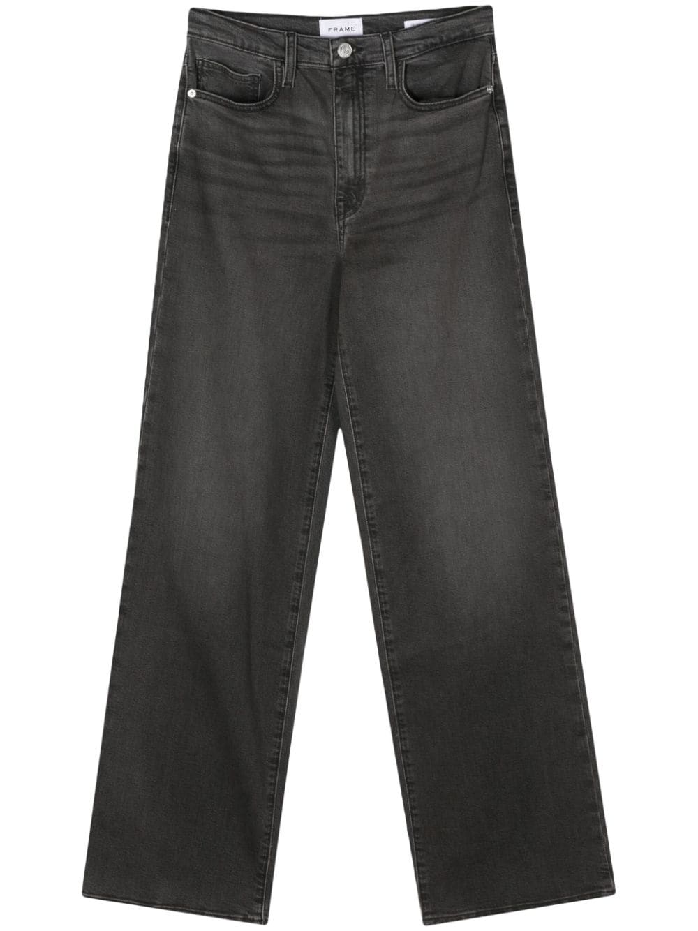 Shop Frame Whiskering-effect Washed Straight-leg Jeans In Black